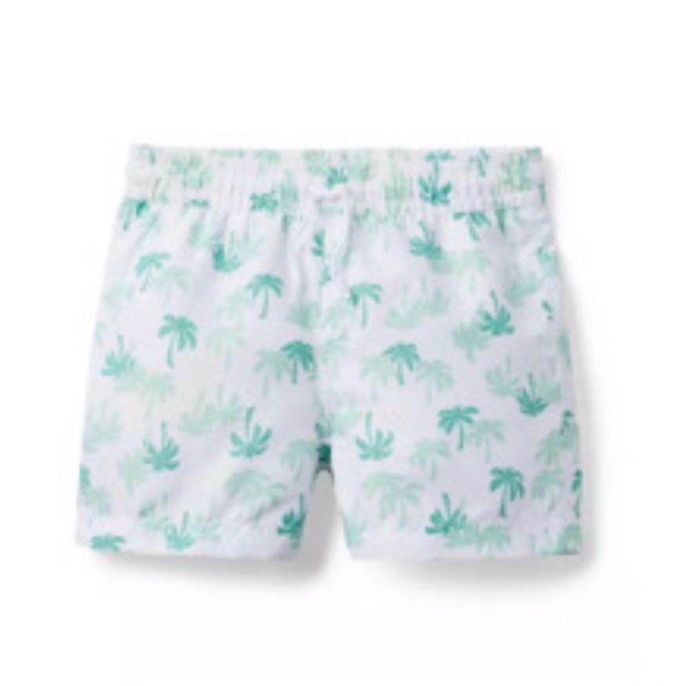 Janie and Jack Swim Shorts with Mint Palm Print